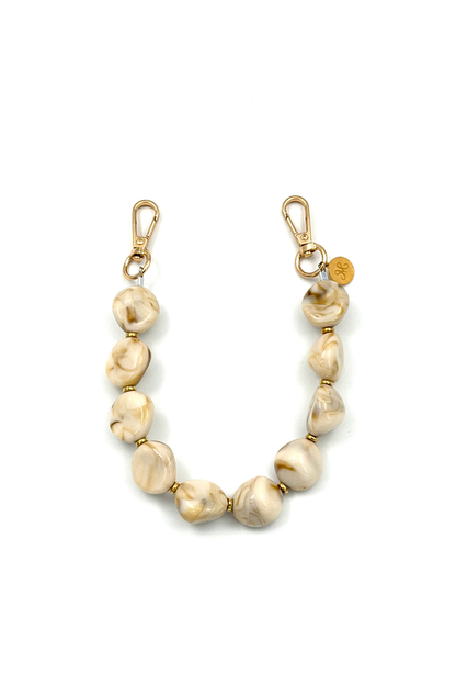 SHORT PHONE CORD CREAM STONES