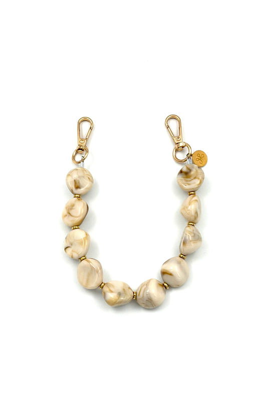 SHORT PHONE CORD CREAM STONES