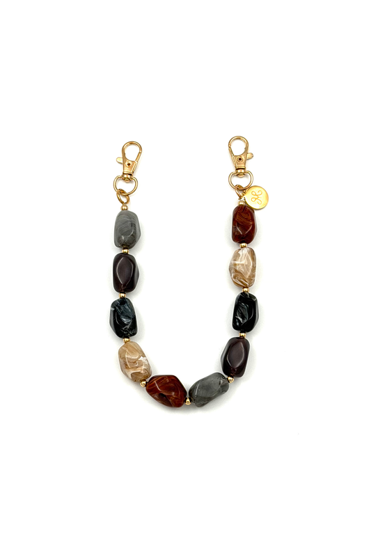 SHORT PHONE CORD MULTICOLOR BEADS