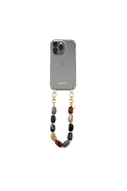 SHORT PHONE CORD MULTICOLOR BEADS