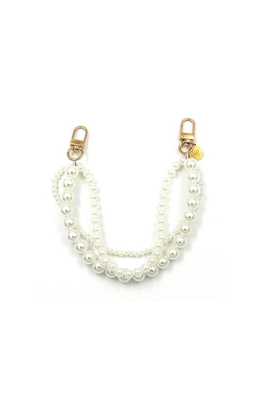 SHORT PHONE CORD TRIPLE PEARLS