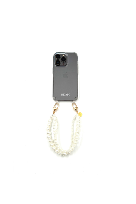 SHORT PHONE CORD TRIPLE PEARLS