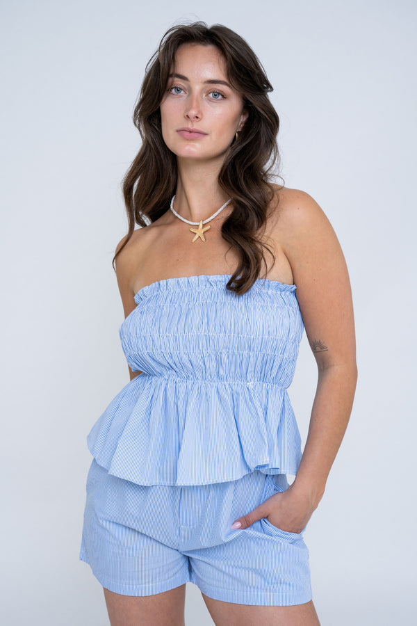 STRAPLESS STRIPE SET BLUE