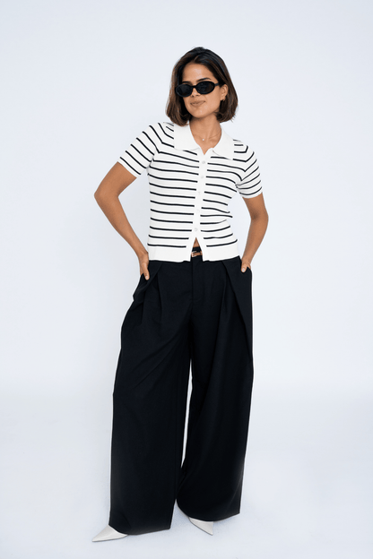 STRIPED POLO WHITE/BLACK