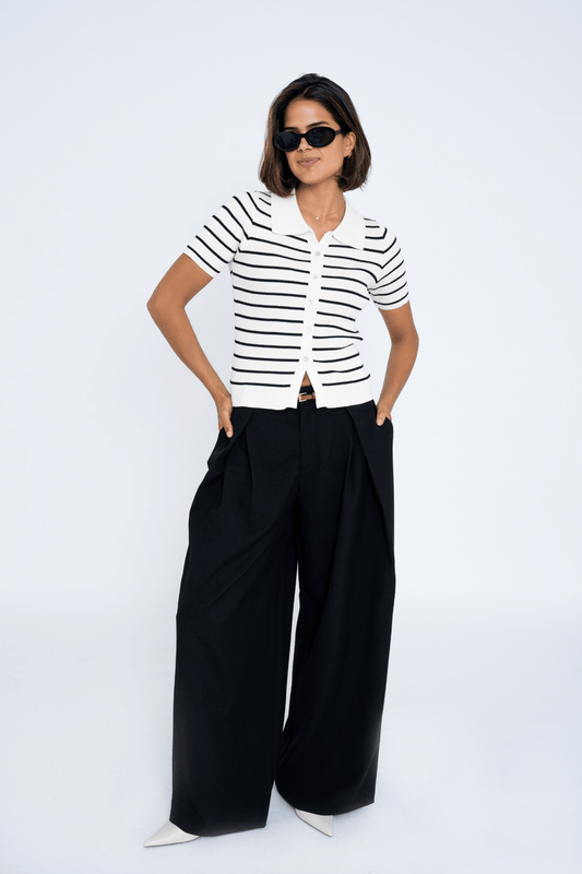 STRIPED POLO WHITE/BLACK