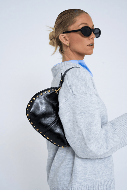 STUDDED SHOULDER BAG BLACK