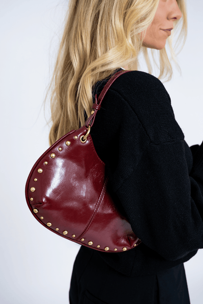 STUDDED SHOULDER BAG BORDEAUX