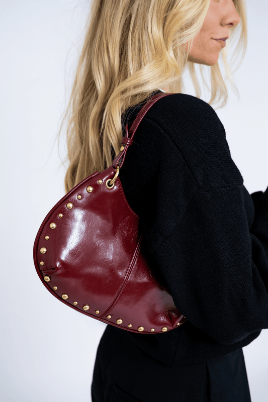 STUDDED SHOULDER BAG BORDEAUX