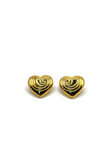 TEXTURED HEART EARRINGS GOLD