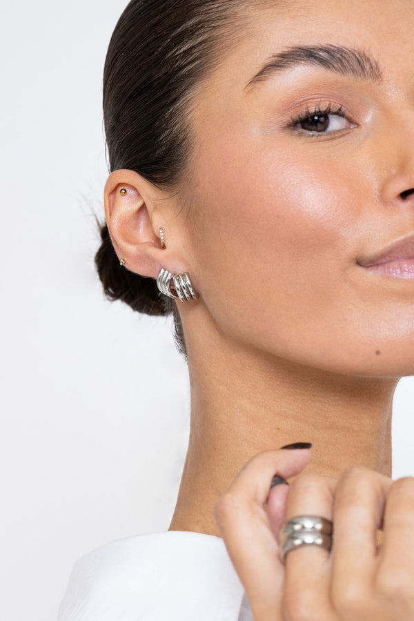 TRIPLE STRIPE EARRINGS SILVER