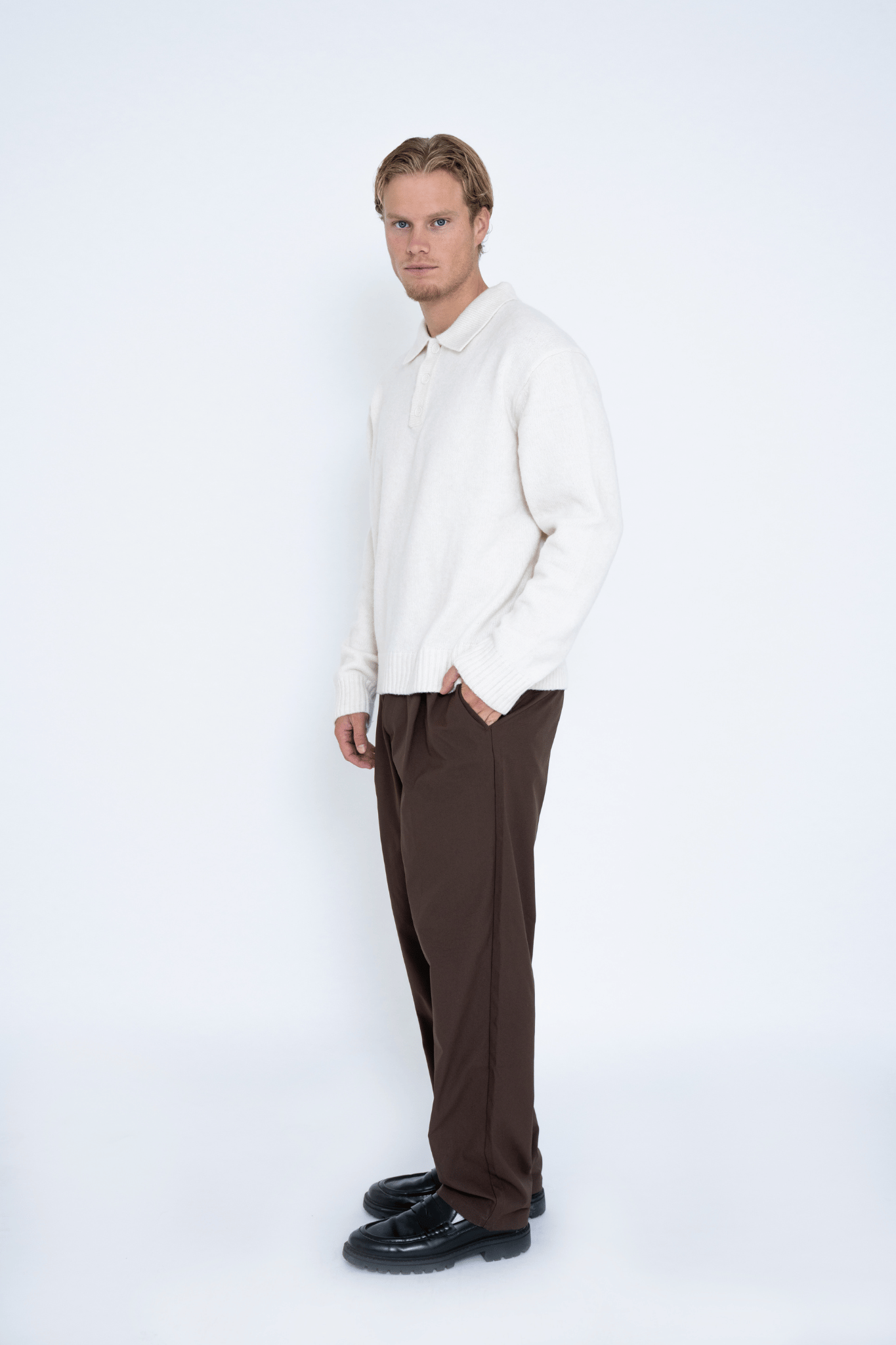 WIDE-LEG TROUSERS BROWN