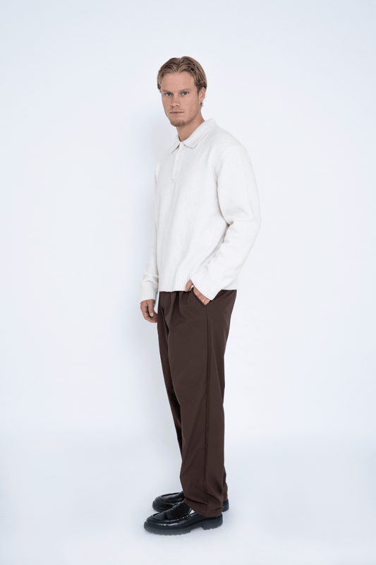 WIDE-LEG TROUSERS BROWN