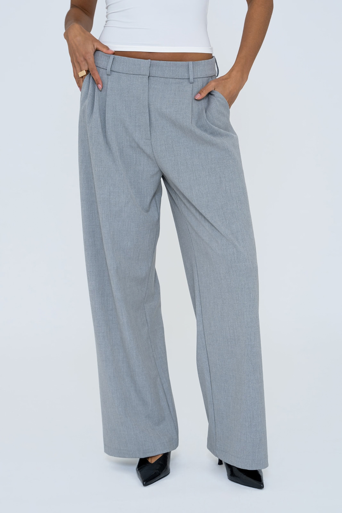 WIDE LEG PANTALON GREY