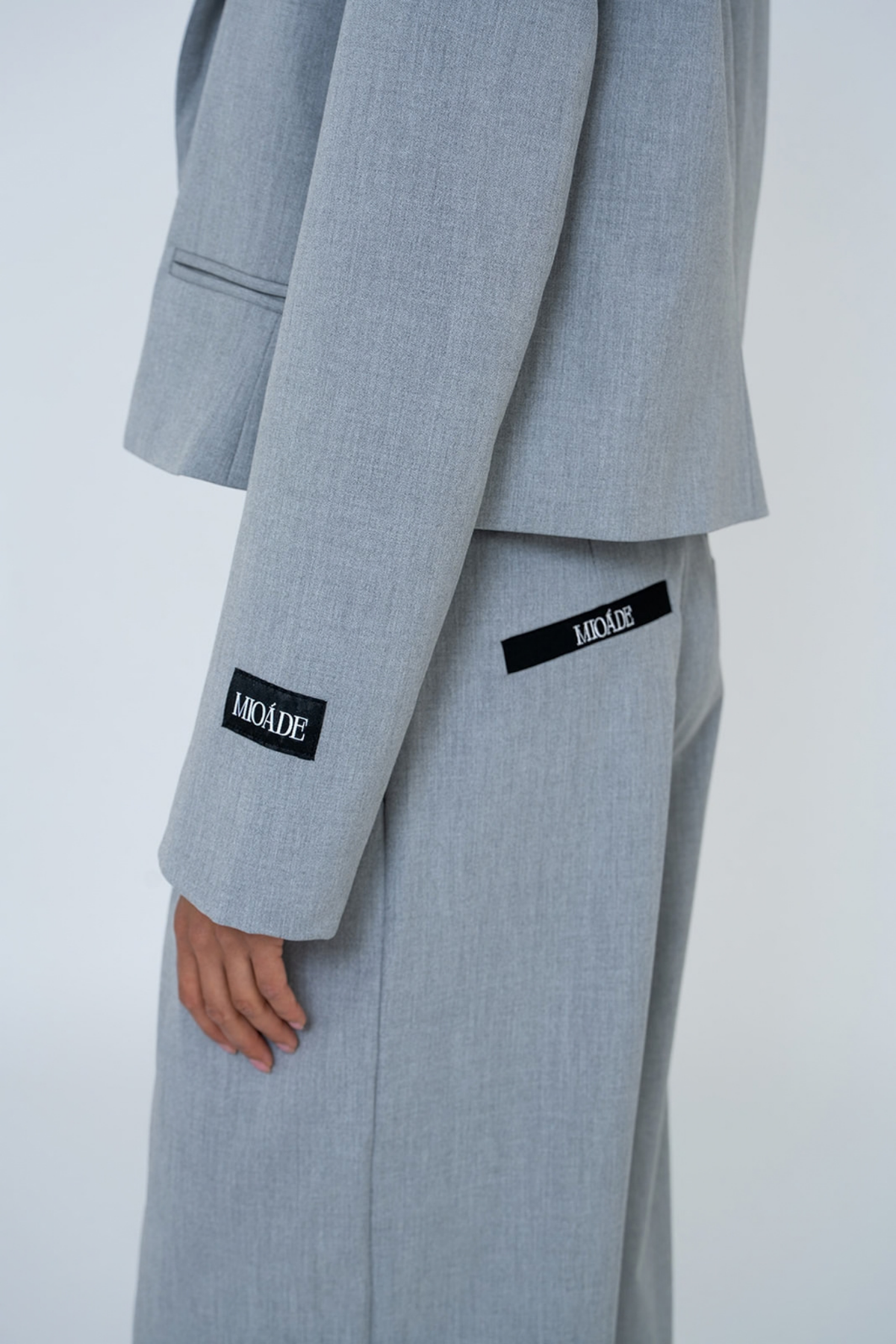 CROPPED BLAZER SET GREY